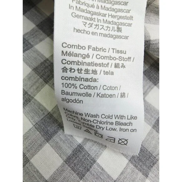 J. Crew Classic Secret Wash Size Large Mens Gray White Check Button Down Shirt - Picture 6 of 9